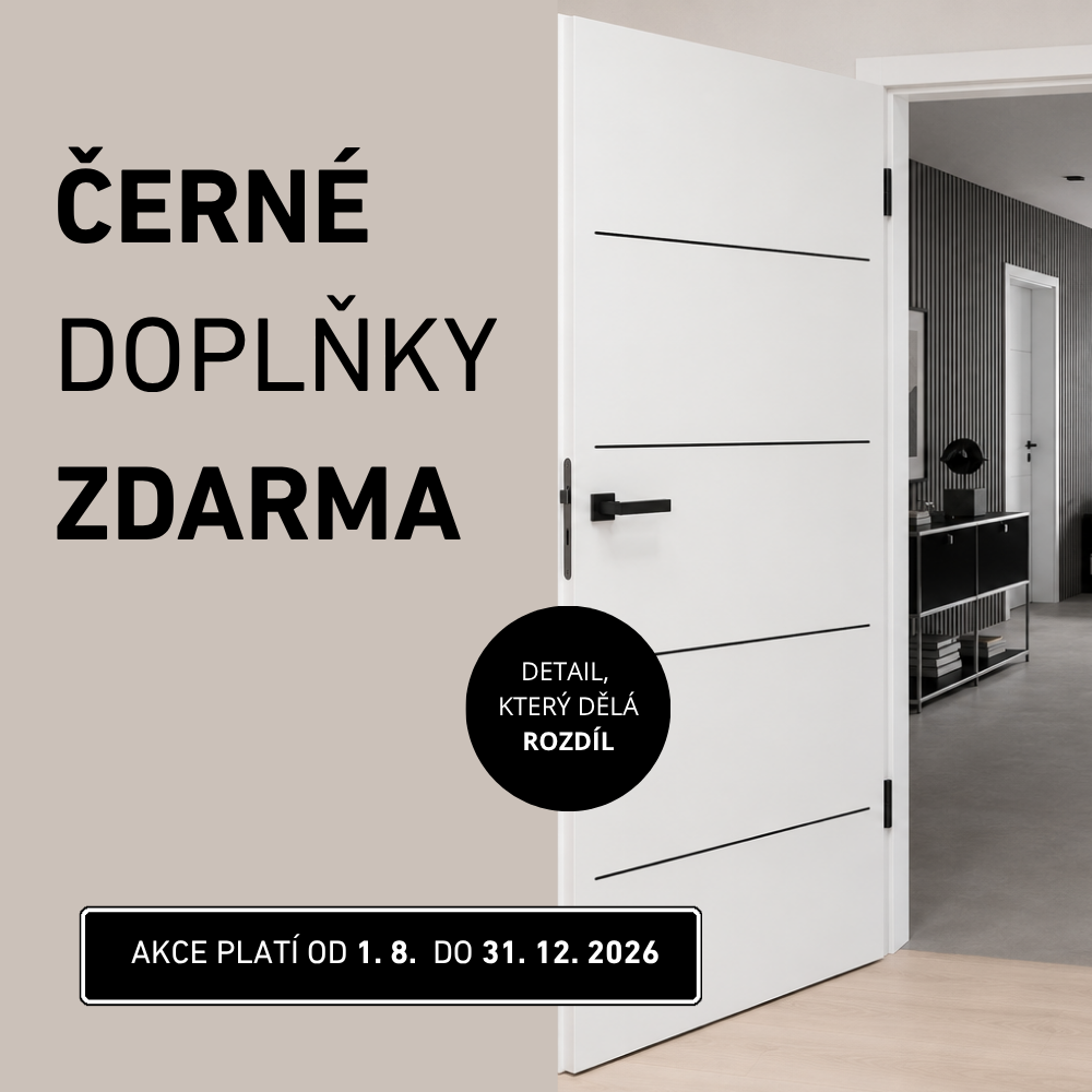 Akce PRÜM – černé doplňky zdarma k interiérovým dveřím G-TEC